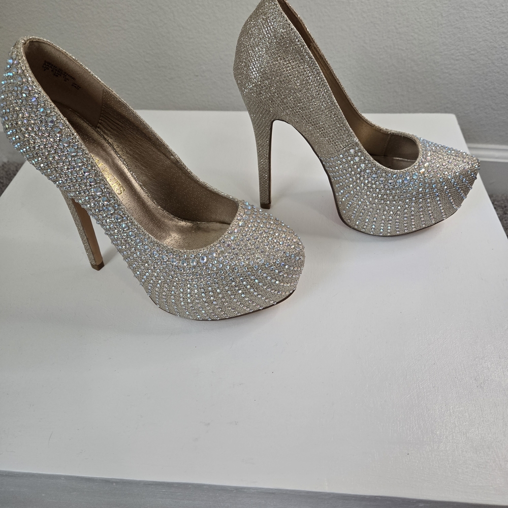 Gold Sparkling Rhinestone Platform Heels